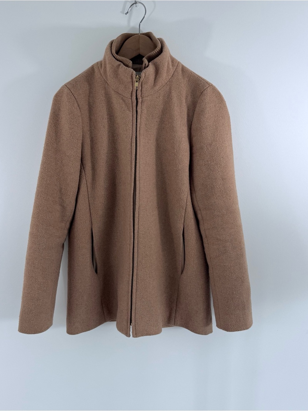 JCrew Classic Zip-Front Fleece Jacket in Camel